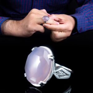 انگشتر نقره عقیق یمنی کبود طبیعی کد ۱۱۴۵۸