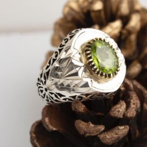 انگشتر نقره مردانه زبرجد طبیعی کد ۱۱۴۷۷