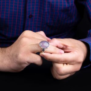 انگشتر نقره عقیق یمنی کبود طبیعی کد ۱۱۴۵۸