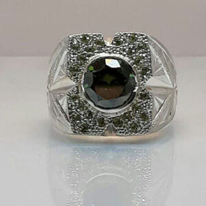 انگشتر نقره موزانایت سبز روسی کد ۱۱۴۹۱