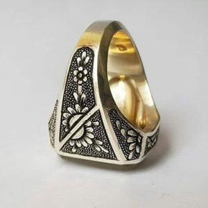 انگشتر نقره مردانه عقیق یمنی نباتی کد ۱۱۴۹۲