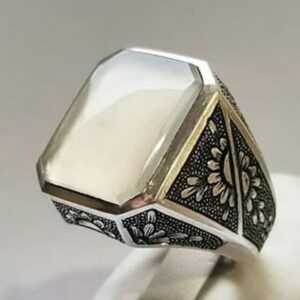 انگشتر نقره مردانه عقیق یمنی نباتی کد 11492