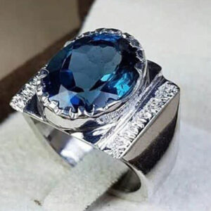 انگشتر نقره مردانه دستساز توپاز لندن کد 11493