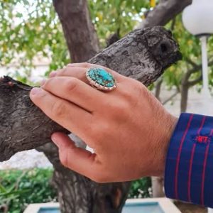 انگشتر مردانه فیروزه نیشابوری طرح صفوی کد ۱۱۴۳۴