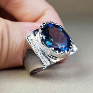 انگشتر نقره مردانه دستساز توپاز لندن کد ۱۱۴۹۳