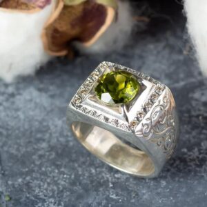 انگشتر مردانه با زبرجد طبیعی کد ۱۱۴۵۴