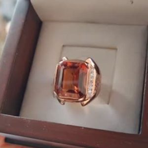 انگشتر مردانه الکساندریت با آبکاری رز گلد کد ۱۱۴۲۲