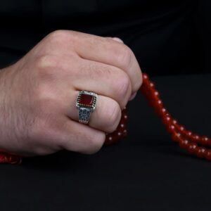 انگشتر عقیق یمنی سرخ طبیعی  کد ۱۱۴۵۹