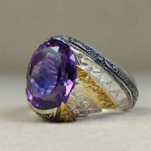 انگشتر نقره مردانه آمیتیست کد 11490