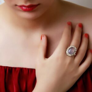 انگشتر زنانه عقیق یمنی کبود کد ۱۱۴۶۳