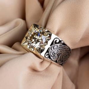 انگشتر مردانه اسپرت با موزانایت روسی کد ۱۱۴۳۹