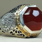 خرید انگشتر نقره مردانه دستساز عقیق یمنی مخراج الماس طبیعی