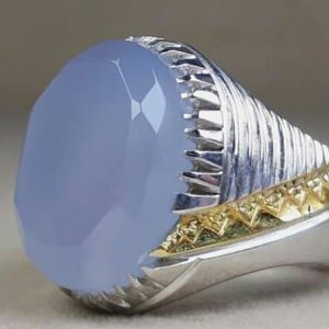 خرید انگشتر نقره مردانه دستساز عقیق یمنی کبود