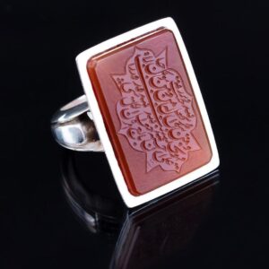 انگشتر نقره مردانه حکاکی عقیق خراسانی کد ۱۱۵۲۱