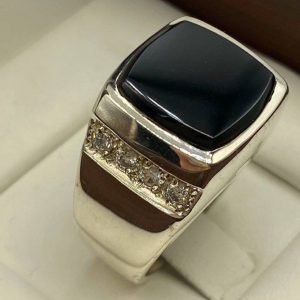 خرید انگشتر نقره مردانه عقیق مشکی