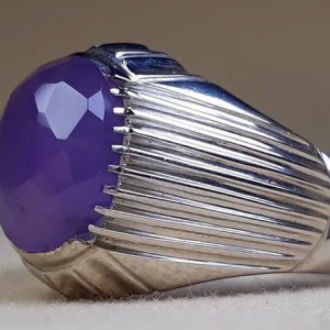 خرید انگشتر نقره مردانه عقیق یمنی کبود الماس تراش