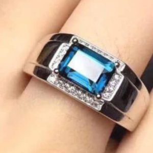 خرید انگشتر نقره مردانه دستساز توپاز طبیعی