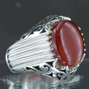 خرید انگشتر نقره مردانه دستساز عقیق سرخ یمنی