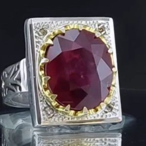خرید انگشتر نقره مردانه دستساز یاقوت سرخ آفریقایی