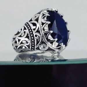 انگشتر یاقوت کبود مردانه کد ۱۱۶۲۱