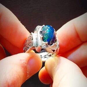 خرید انگشتر نقره مردانه دستساز اوپال طبیعی