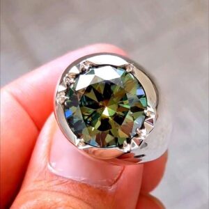 خرید انگشتر نقره مردانه دستساز موزانایت روسی