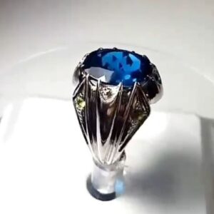 انگشتر نقره مردانه دست ساز توپاز طبیعی کد ۱۱۶۴۵