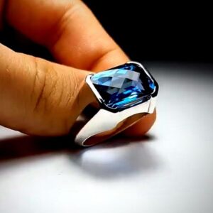 انگشتر نقره مردانه توپاز لندن کد ۱۱۶۵۴