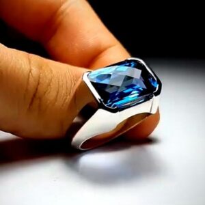 خرید انگشتر نقره مردانه دستساز توپاز لندن