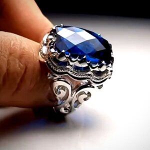 خرید انگشتر نقره مردانه دستساز توپاز لندن