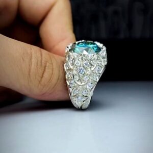 انگشتر نقره مردانه دستساز موزانایت