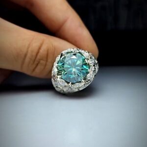 انگشتر دستساز موزانایت سبز کد ۱۱۶۶۱