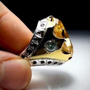 انگشتر سیترین طلایی مردانه کد ۱۱۶۶۲