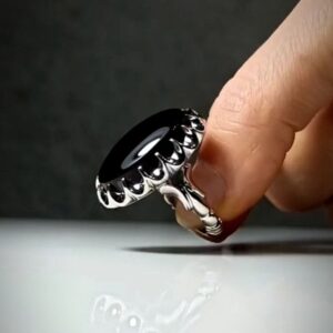 انگشتر نقره مردانه دستساز عقیق مشکی کد ۱۱۶۶۳