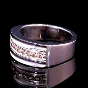 حلقه نقره ازدواج دست ساز الماس آفریقایی کد ۱۱۶۷۰