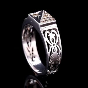 حلقه نقره ازدواج دست ساز الماس آفریقایی کد ۱۱۶۷۳