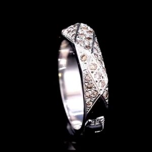 حلقه نقره ازدواج دست ساز الماس آفریقایی کد ۱۱۶۷۵