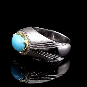 انگشتر نقره مردانه دست ساز فیروزه نیشابوری کد ۱۱۶۹۰