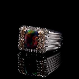 انگشتر نقره مردانه اوپال آتشین دست ساز کد ۱۱۶۹۱