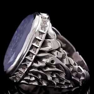 انگشتر عقیق یمنی کبود نقره مردانه دست ساز کد ۱۱۶۹۶