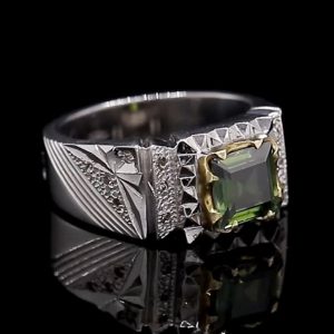 انگشتر تورمالین طبیعی نقره مردانه دست ساز کد ۱۱۶۹۷