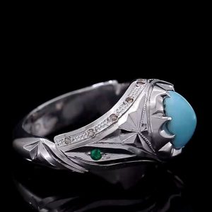 انگشتر فیروزه نیشابوری نقره مردانه دست ساز کد ۱۱۶۹۸