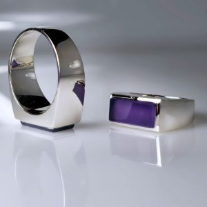 انگشتر ست عقیق کبود نقره مردانه و زنانه کد ۱۱۷۰۳