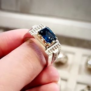 انگشتر توپاز لندن نقره مردانه دست ساز کد ۱۱۷۰۹