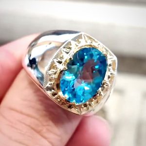 انگشتر توپاز سوئیس نقره مردانه دست ساز کد ۱۱۷۱۰