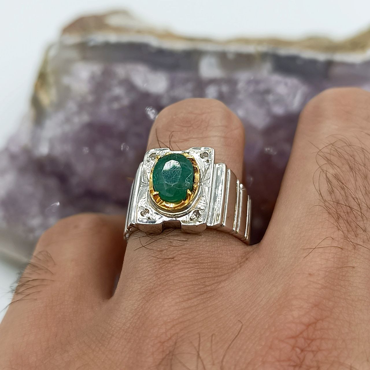 انگشتر زمرد مردانه کد 11725 - Image 2