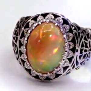 انگشتر اوپال زرد طبیعی کد ۱۱۷۹۲