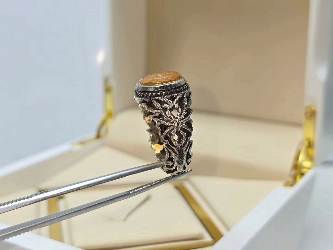 انگشتر عقیق خطی یمن کد 11805 - Image 3