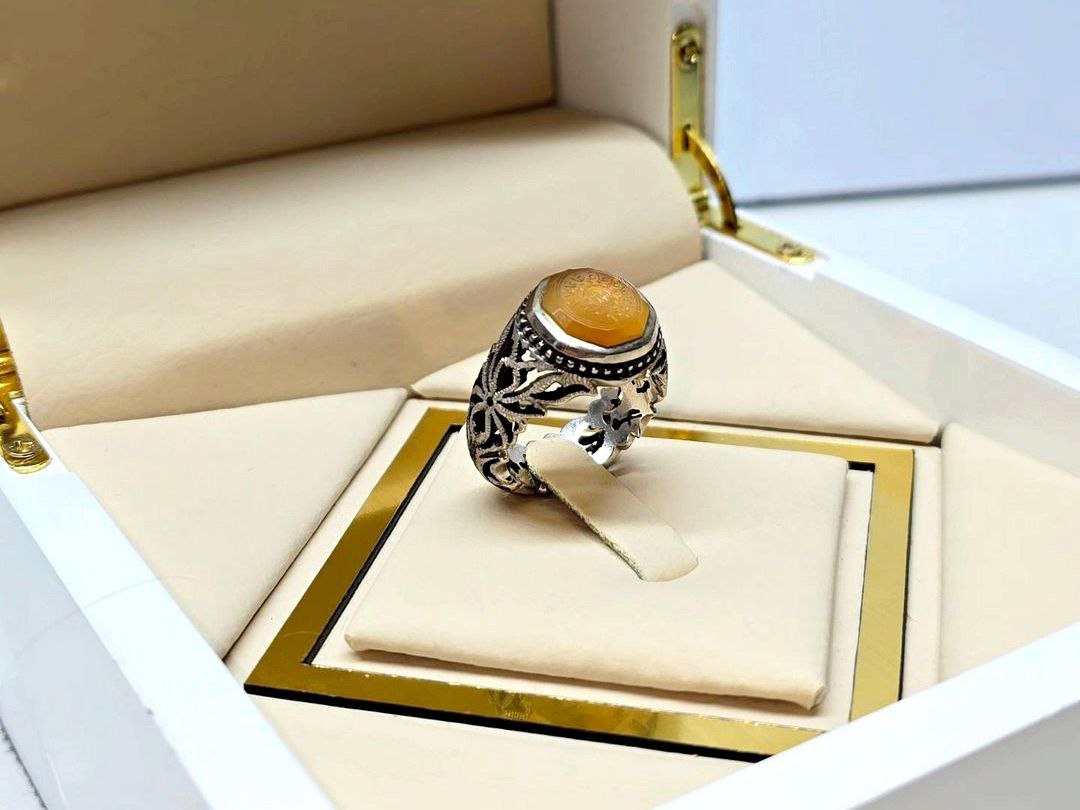 انگشتر عقیق خطی یمن کد 11805 - Image 2