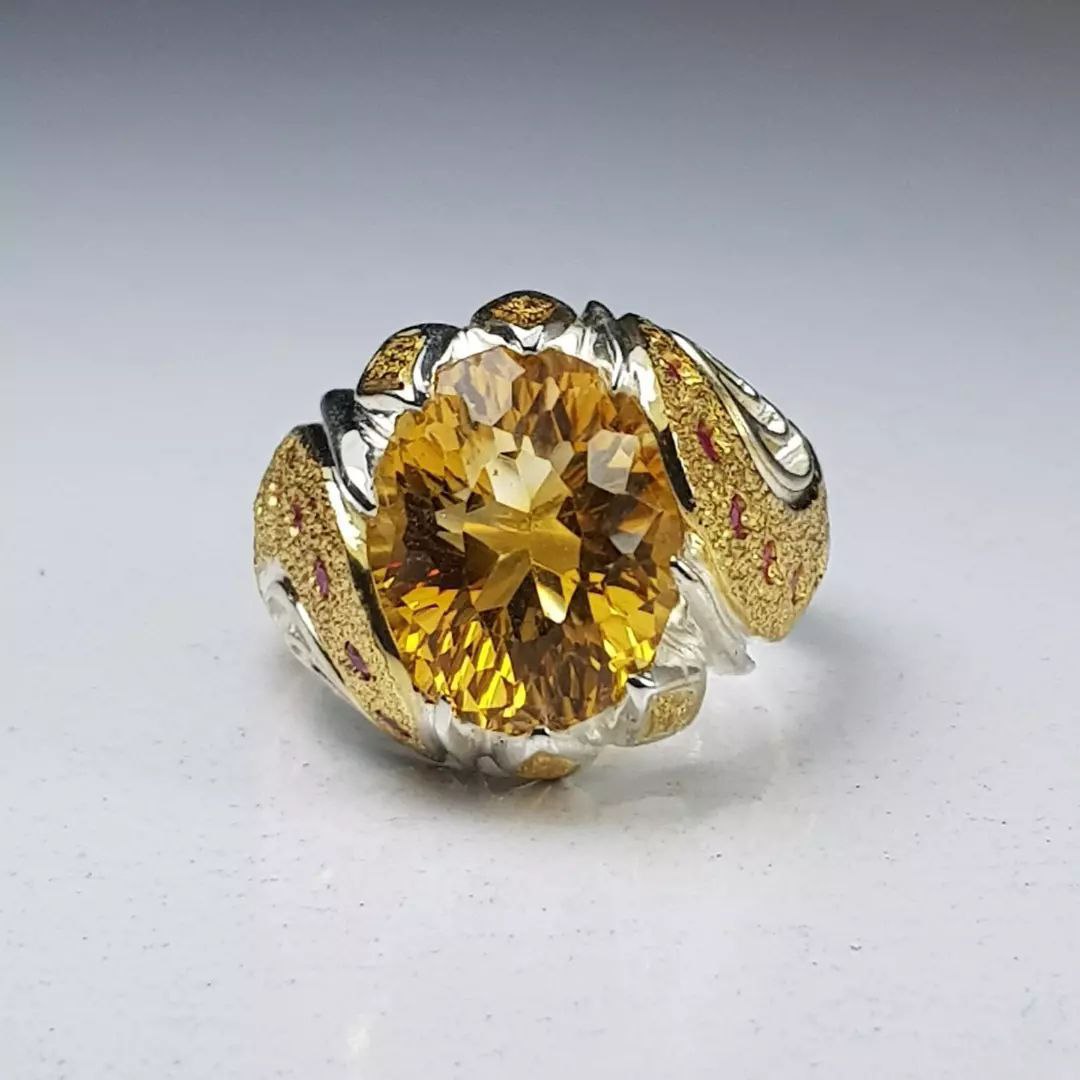 انگشتر سیترین طلایی کد 11825 - Image 4
